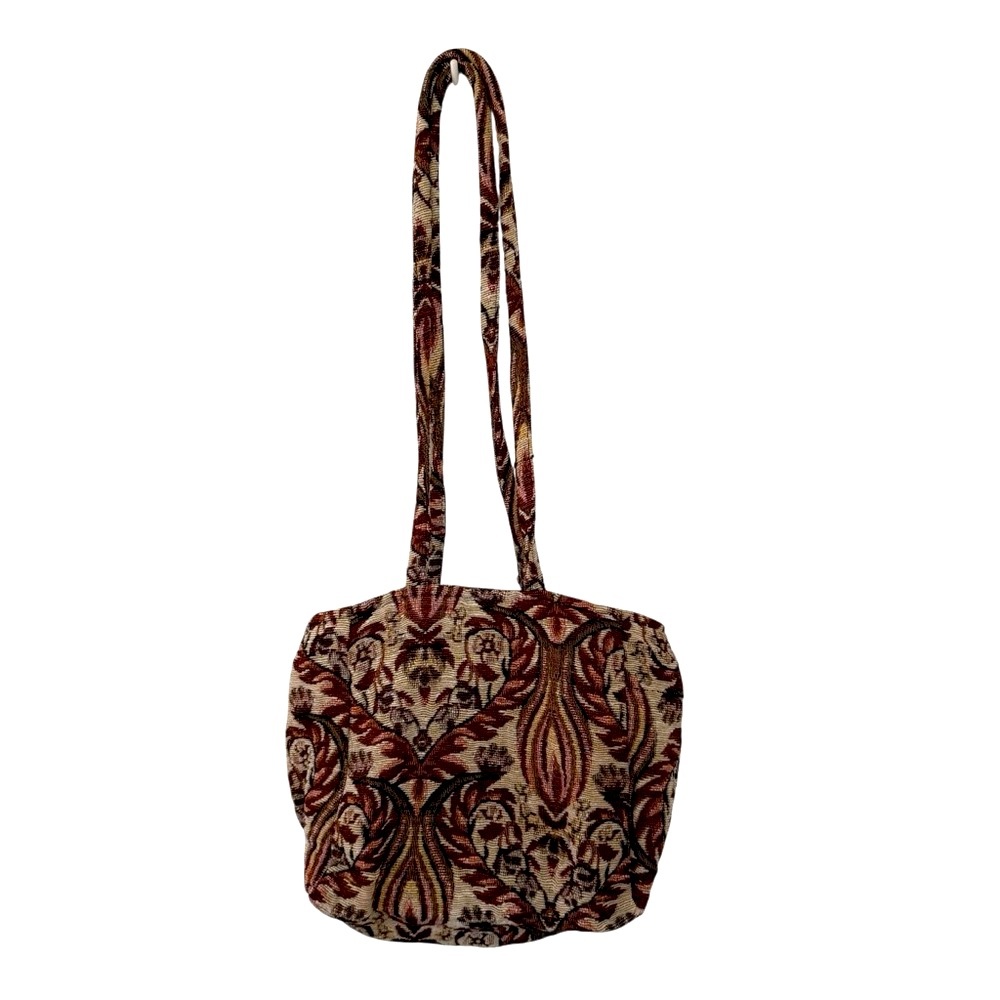 Vintage Tapestry Floral Fabric Shoulder Bag Earth Tones Boho Hippie Granola